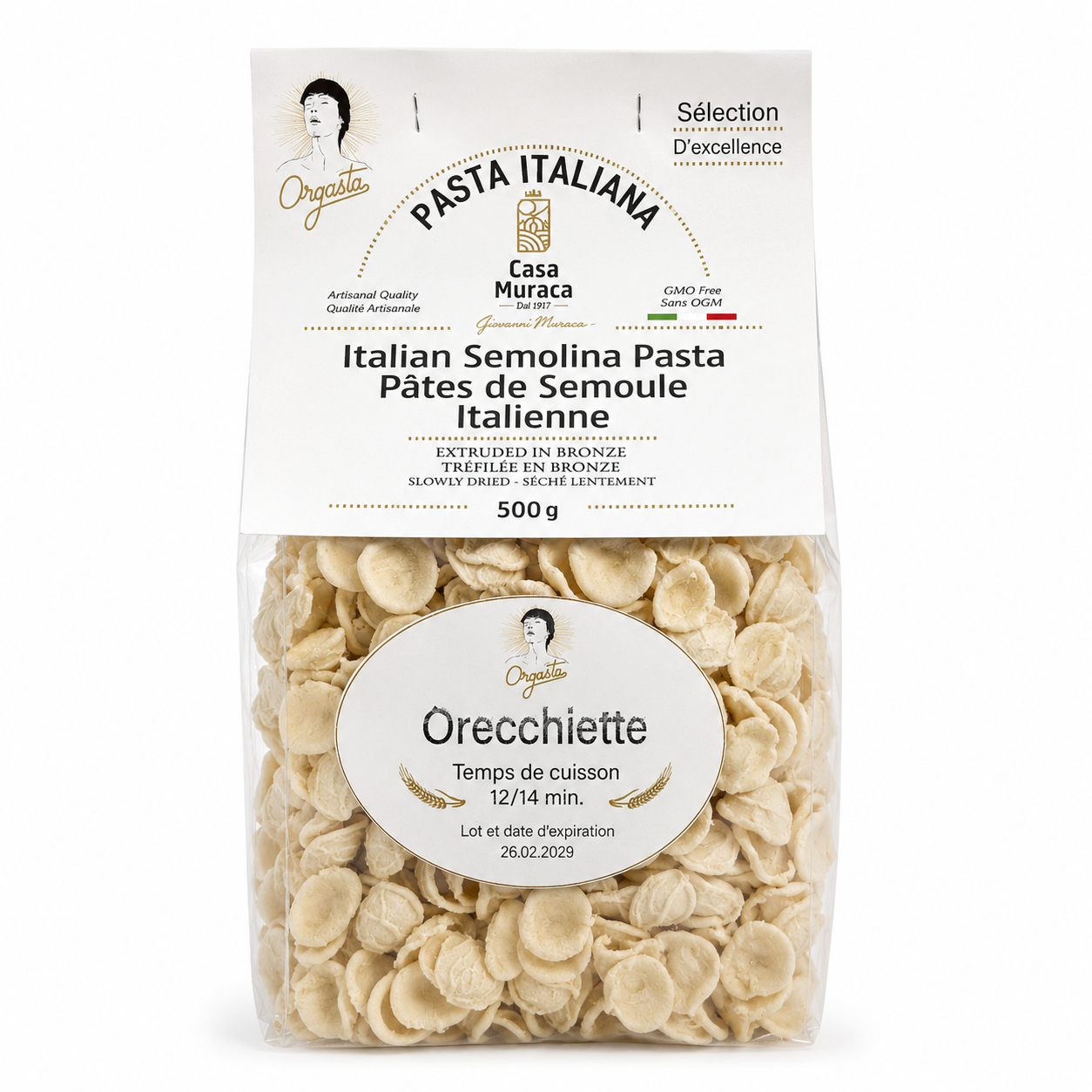 orechiette dans un emballage Orgasta